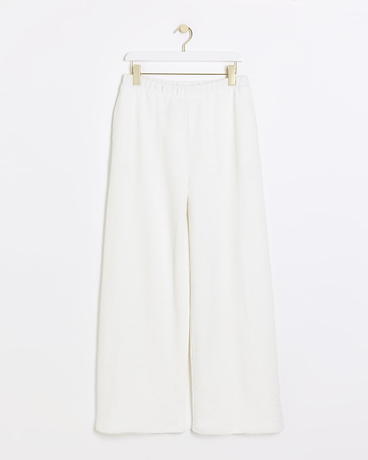 Cream Boucle Wide Leg Trousers