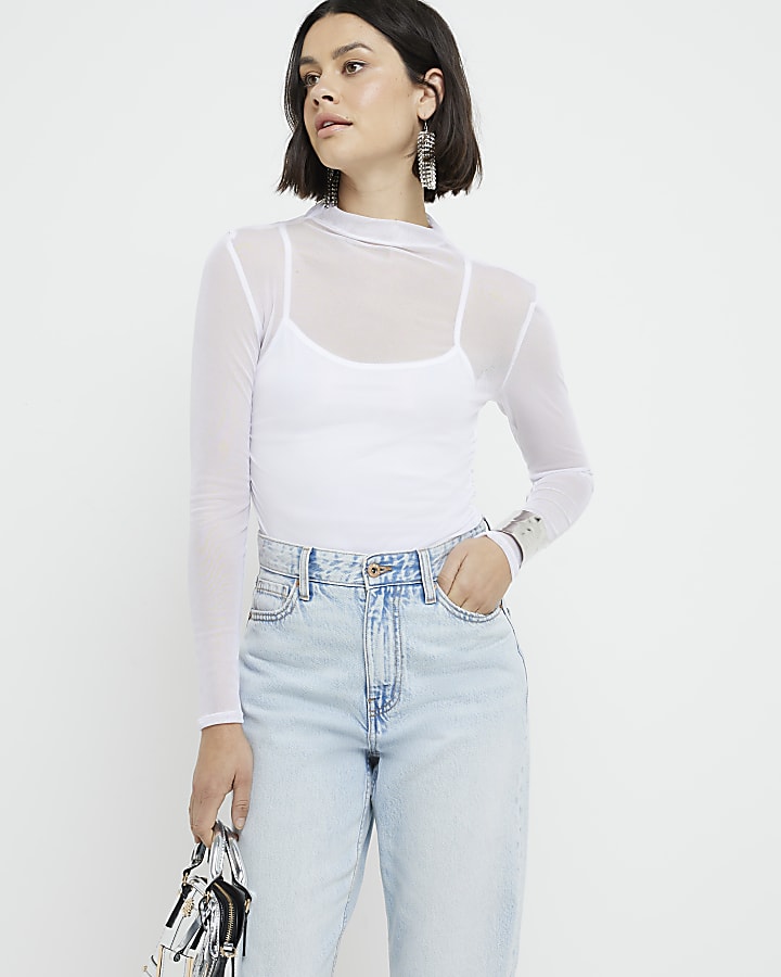 Plain mesh top on sale