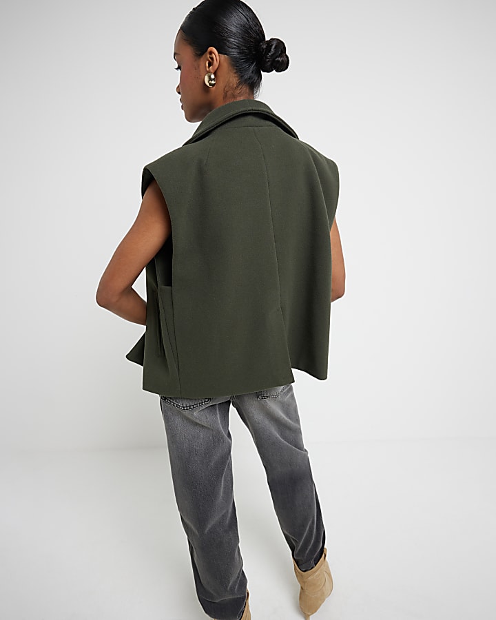 Khaki Sleeveless Jacket