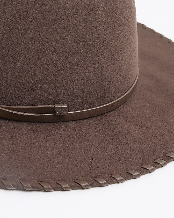 Brown Whipstitch Fedora Hat