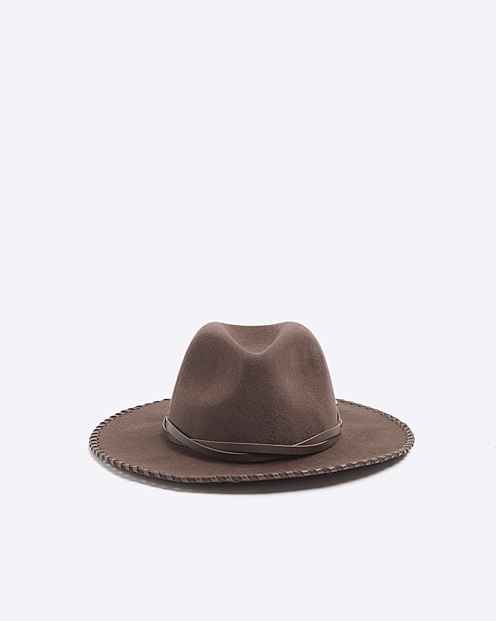 Brown Whipstitch Fedora Hat