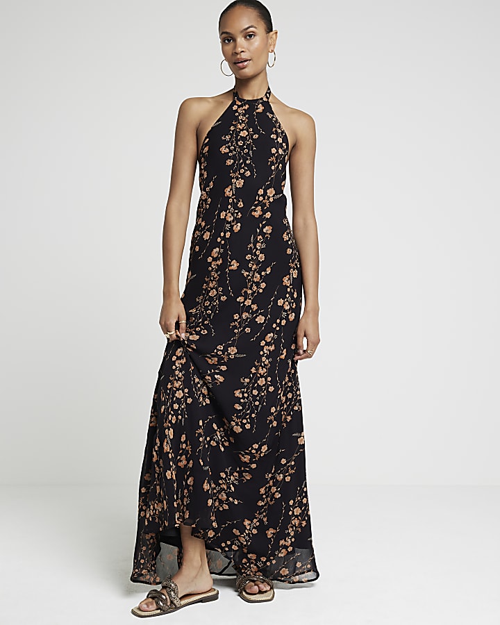 Black floral dress hotsell