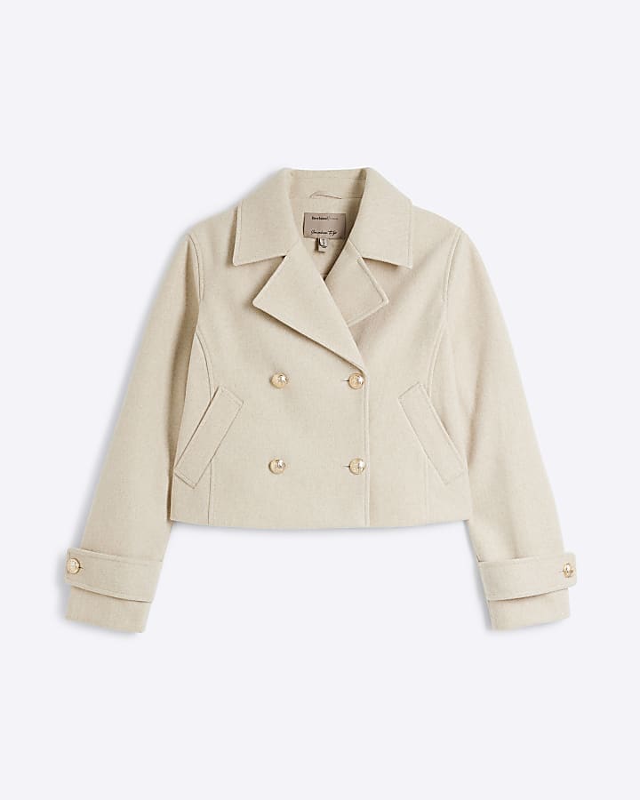 Beige cropped trench jacket