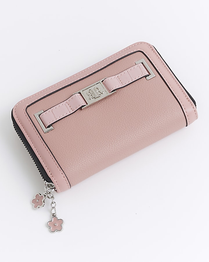 Pink flower charm purse