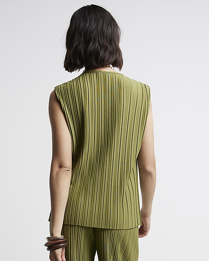 Khaki Plisse Waistcoat