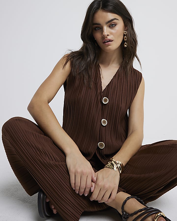 Brown Plisse Waistcoat