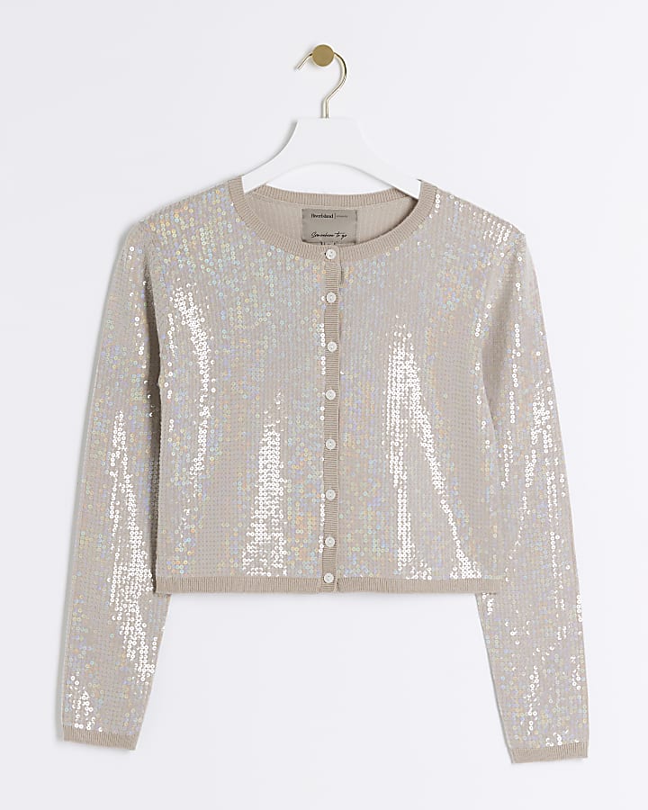 Beige Sequin Cardigan