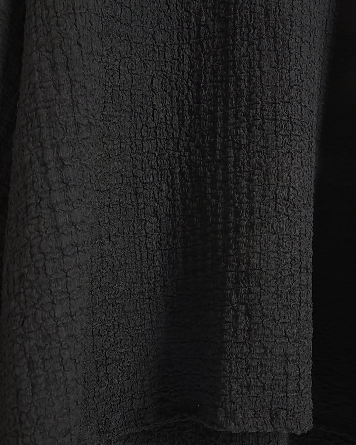 Black textured asymmetric shift maxi dress