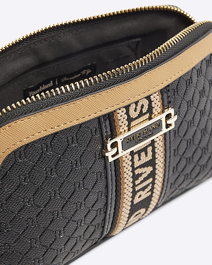 Black RI monogram webbing cross body bag