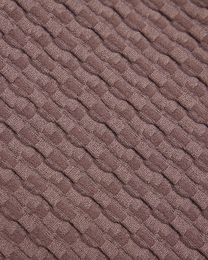 Brown textured halter neck top