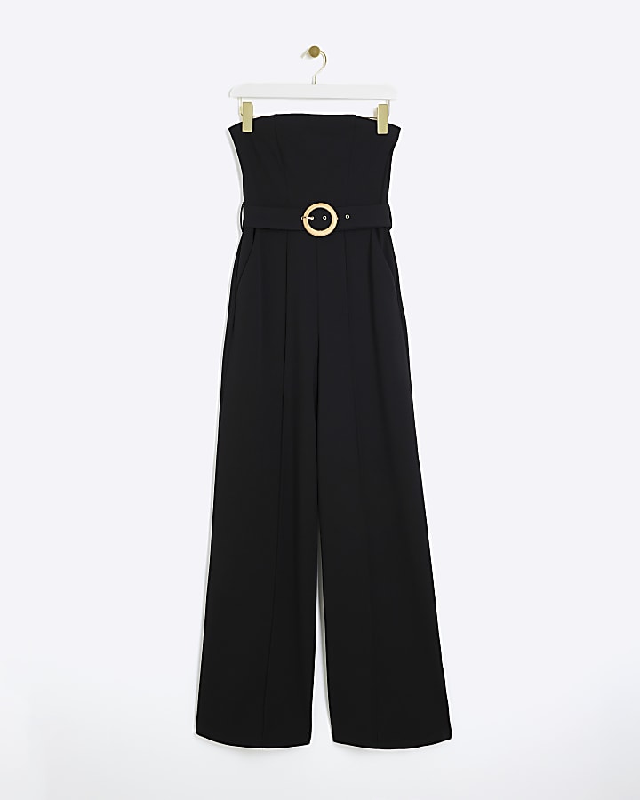 Black Belted Bandeau Jumpsuit