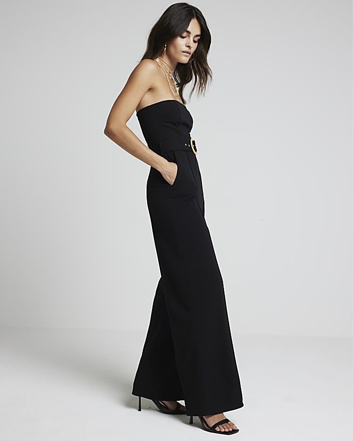 Black Belted Bandeau Jumpsuit