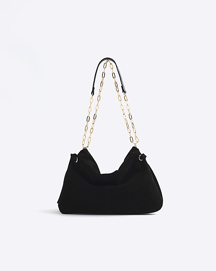 Black slouchy suede shoulder bag