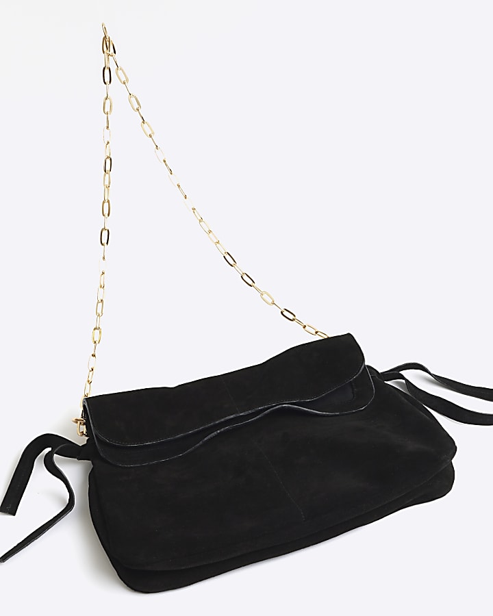 Black slouchy suede shoulder bag