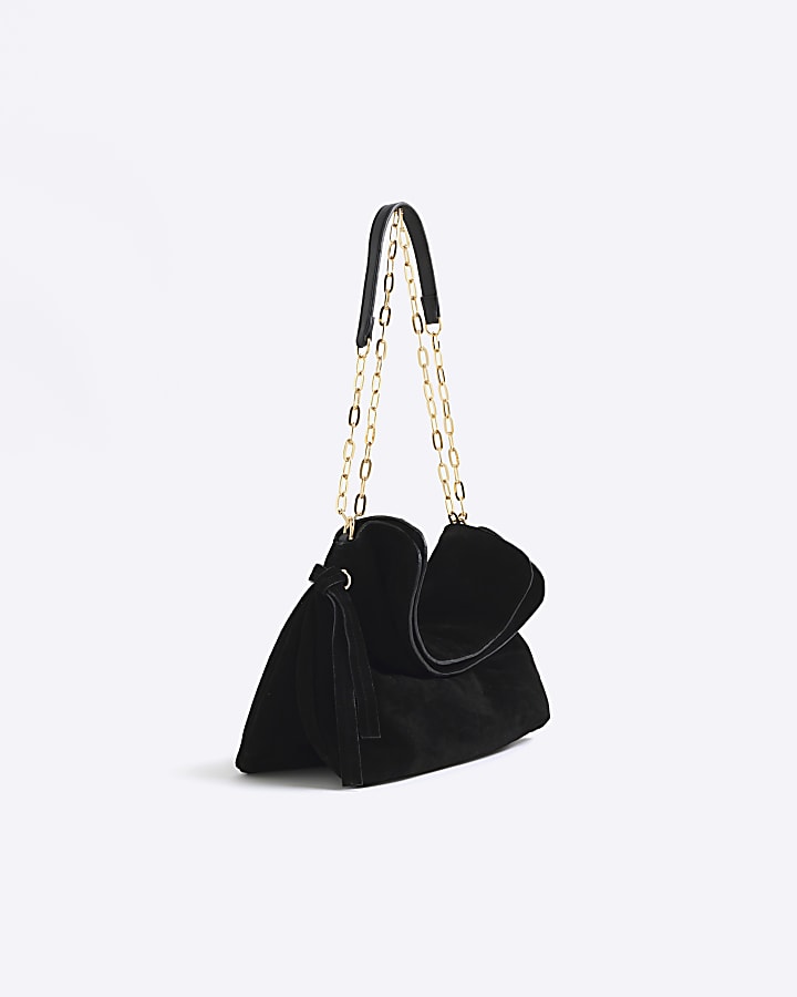 Black slouchy suede shoulder bag