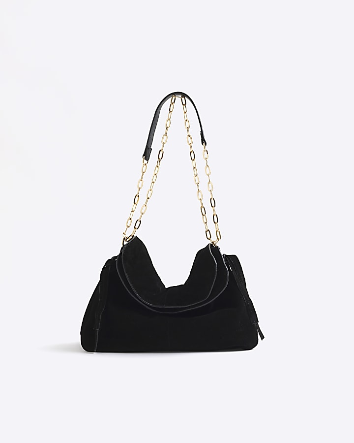 Black slouchy suede shoulder bag