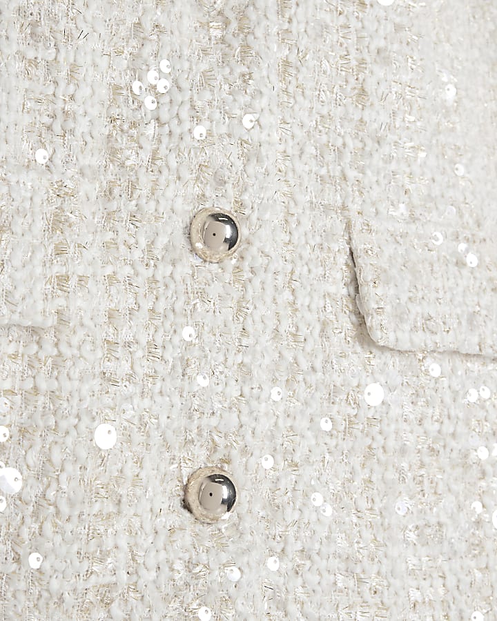 Cream sequin boucle jacket