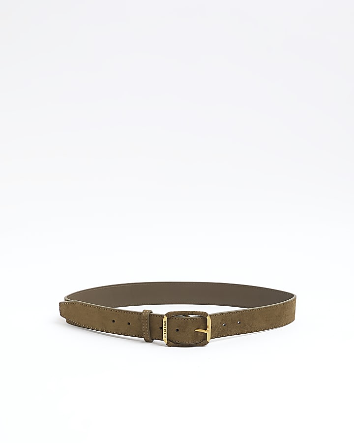 Khaki suedette buckle belt