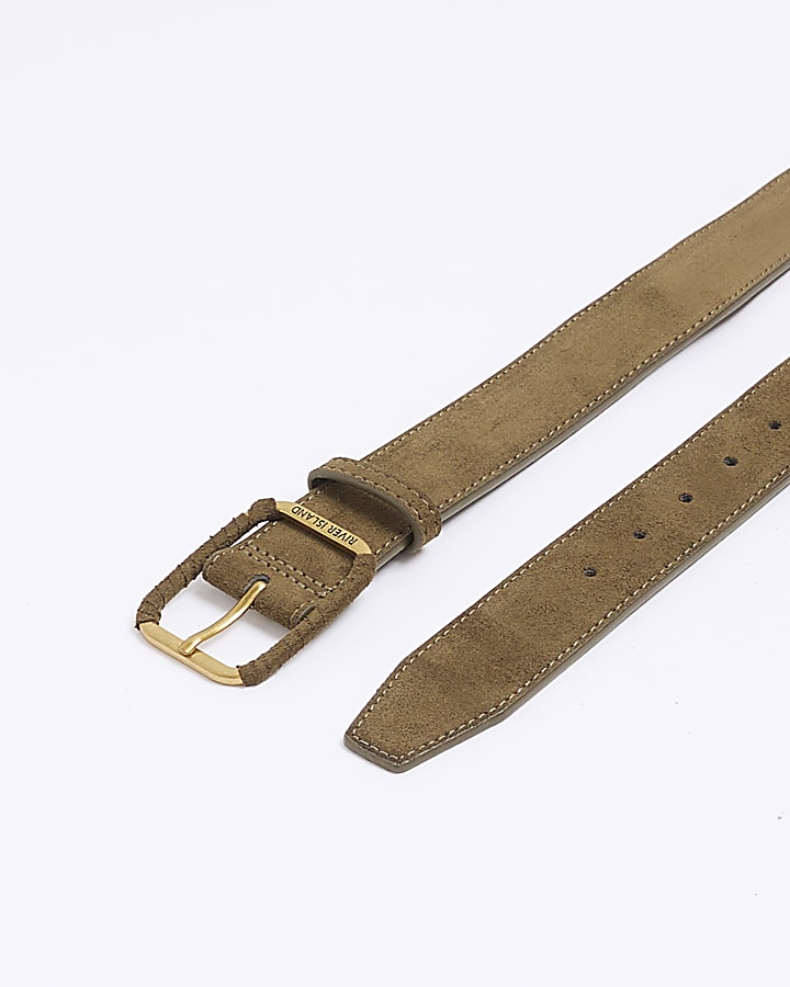 Khaki suedette buckle belt