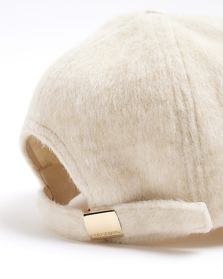 Cream fluffy textured cap
