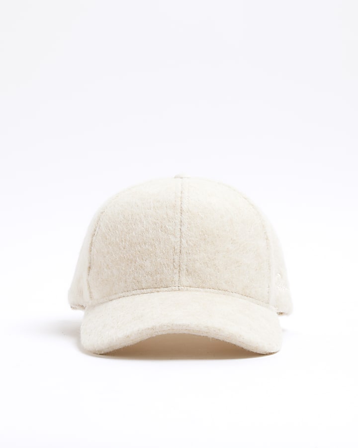 Cream fluffy textured cap