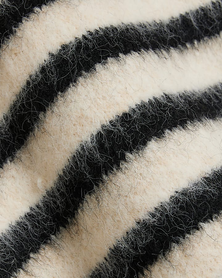 Black Fluffy Knit Stripe Jumper