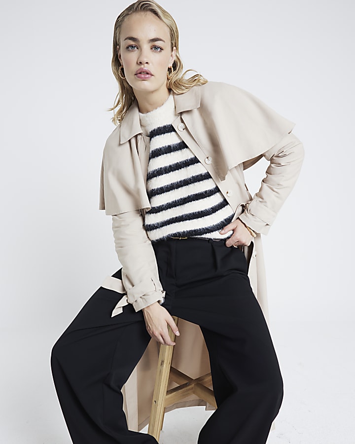 Black Fluffy Knit Stripe Jumper
