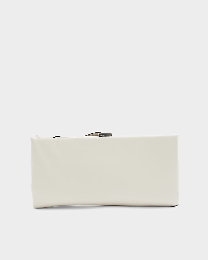 Cream knot detail clutch bag