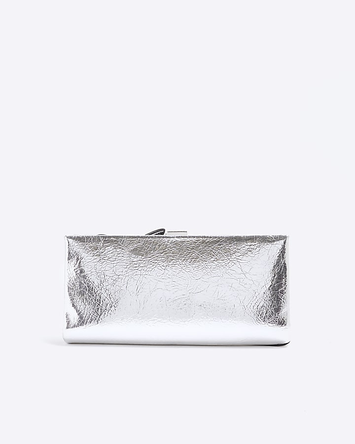 Silver knot detail clutch bag
