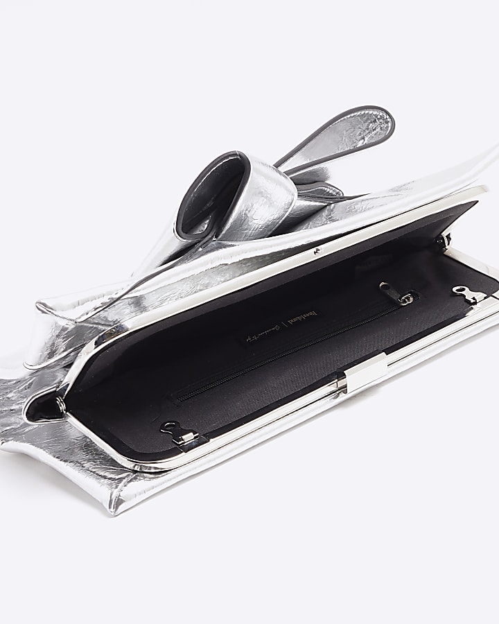 Silver knot detail clutch bag