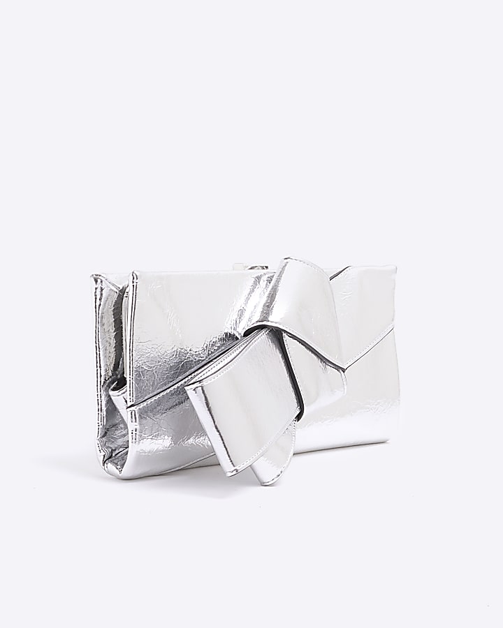 Silver knot detail clutch bag
