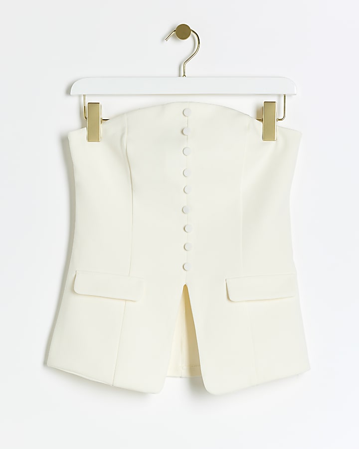 Cream button bandeau waistcoat