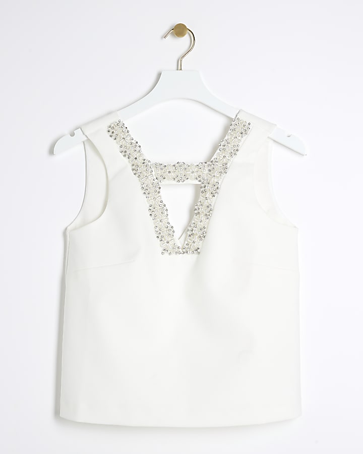 White diamante trim detail top