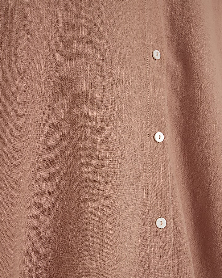 Brown Linen blend Boyfriend Shirt