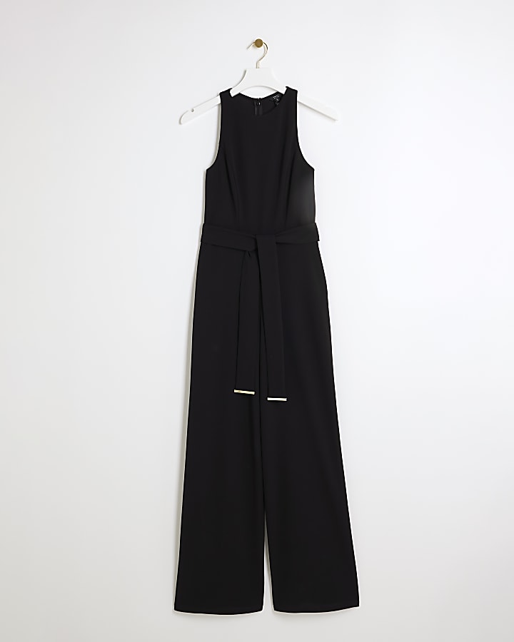 Black Racer Belted Jumpsuit