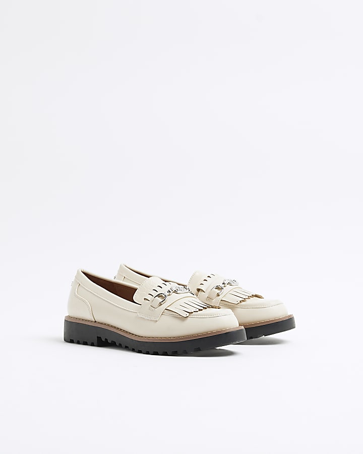 Cream Tassel Patent Loafers