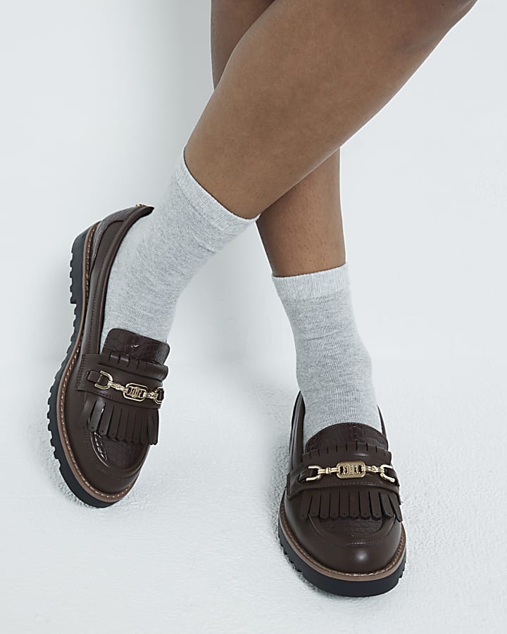 Brown Tassel Patent Loafers