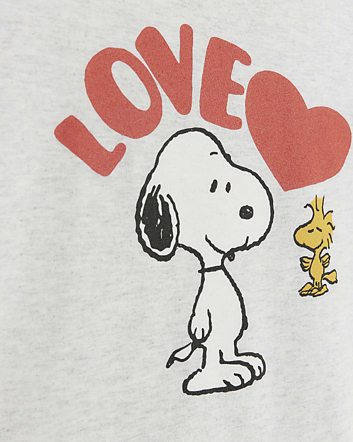 Grey Snoopy love graphic t-shirt