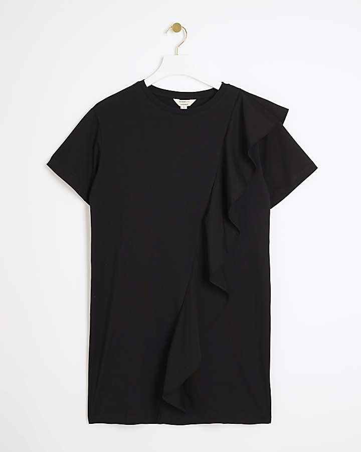 Black Frill T-Shirt Mini Dress