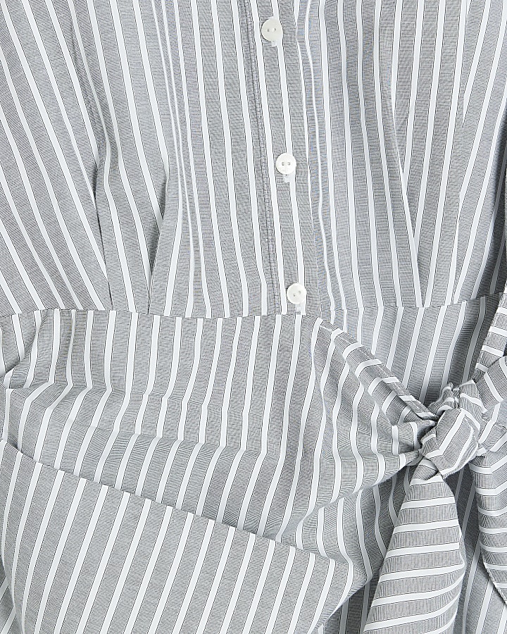 Grey Stripe Wrap Shirt