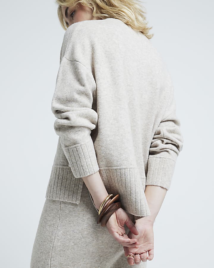Beige Ribbed Jumper