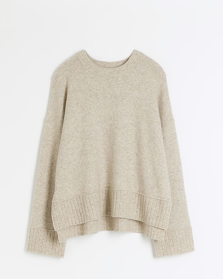 Beige Ribbed Jumper