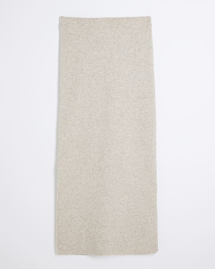 Beige knit maxi skirt