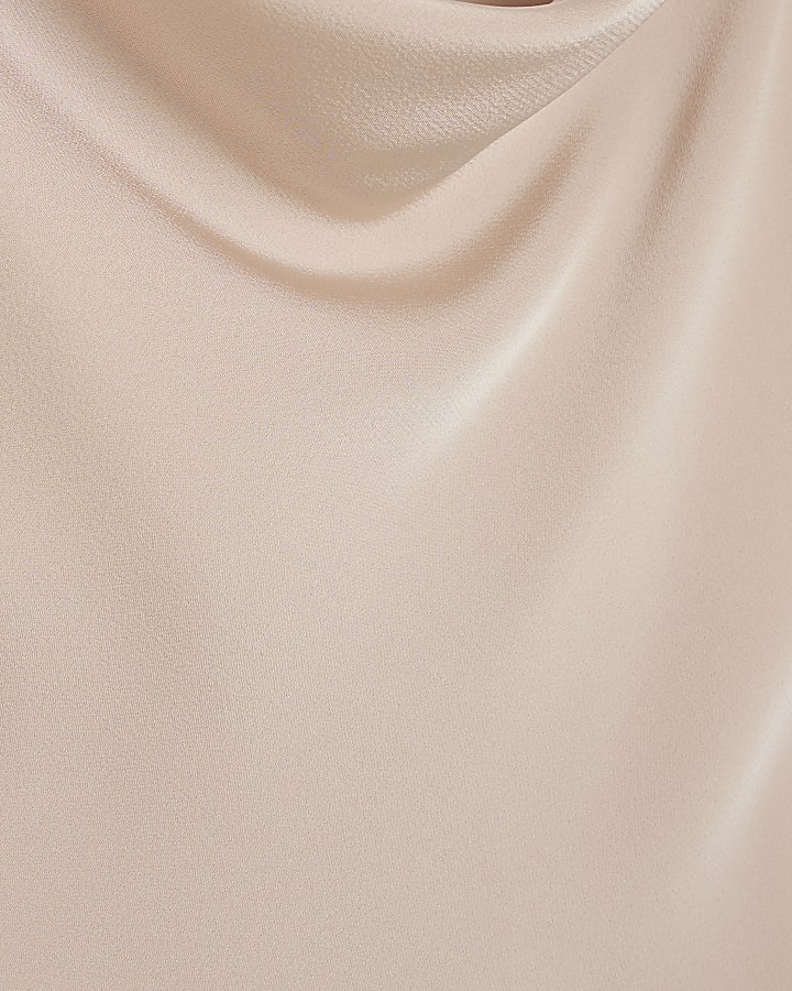 Pink Satin Cowl Neck Cami Top