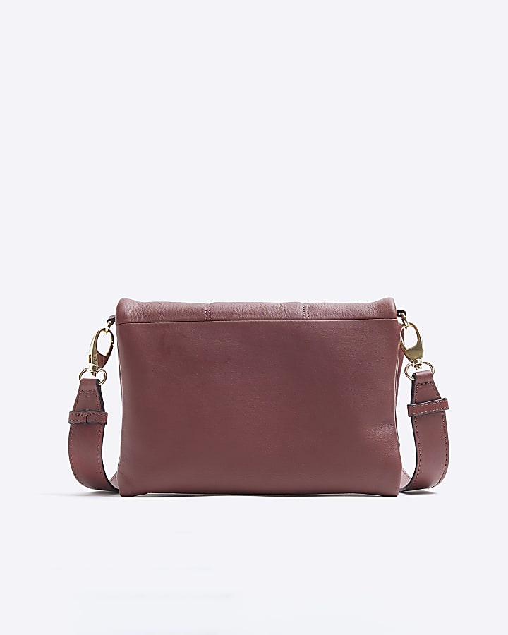 Red Leather Padded Flap Front Cross Body Bag