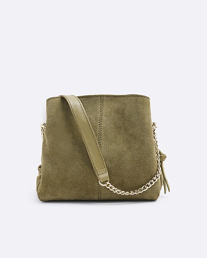 Green Suede Fringed Cross body bag