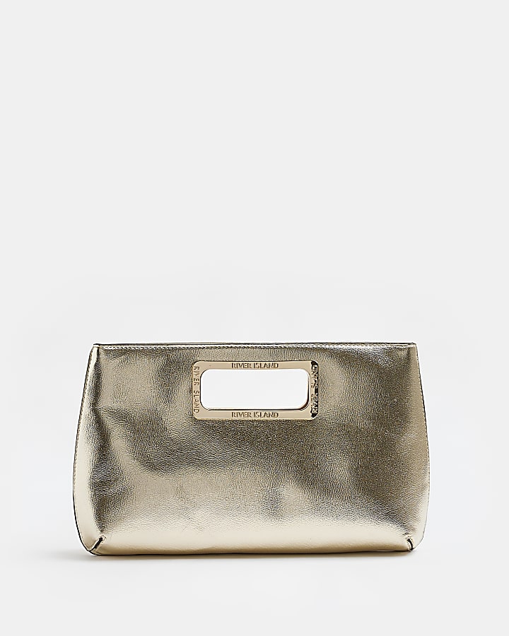 Gold Metal Handle Clutch Bag