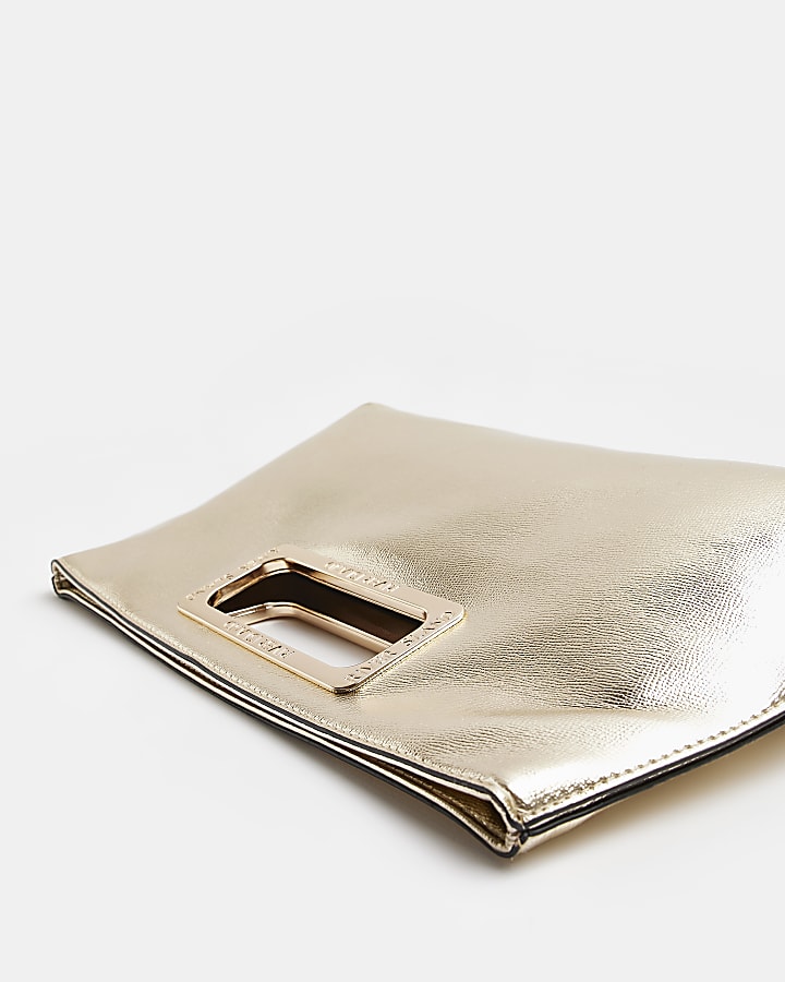 Gold Metal Handle Clutch Bag