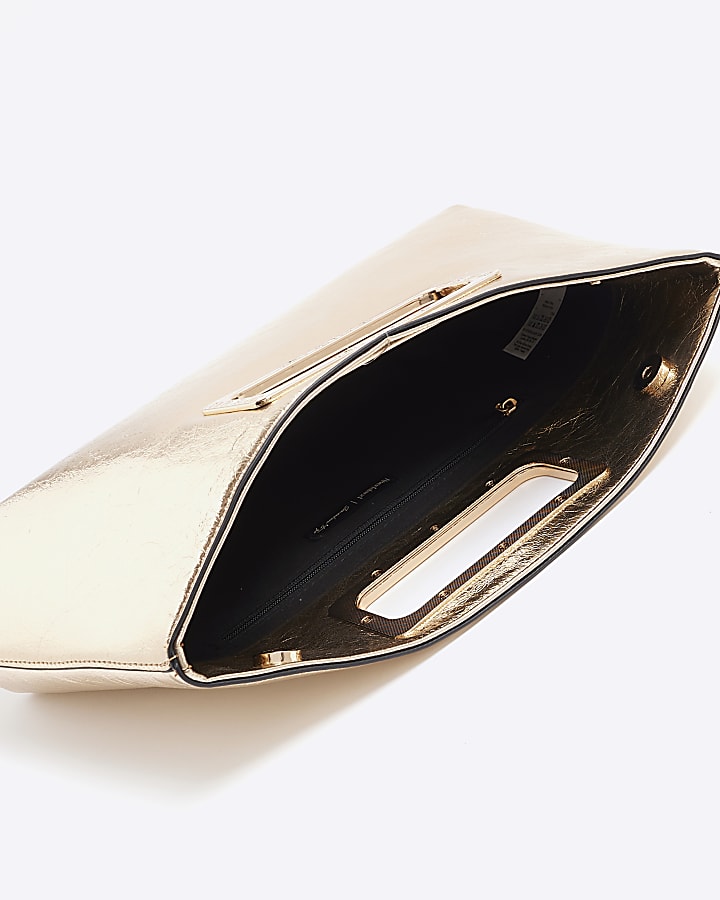 Gold Metal Handle Clutch Bag