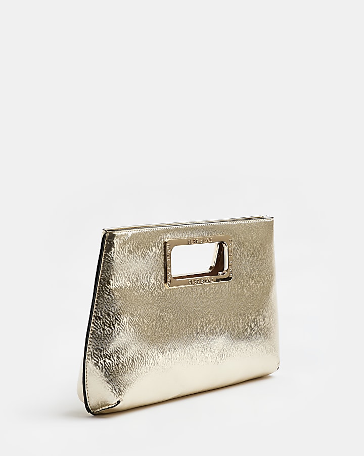 Gold Metal Handle Clutch Bag
